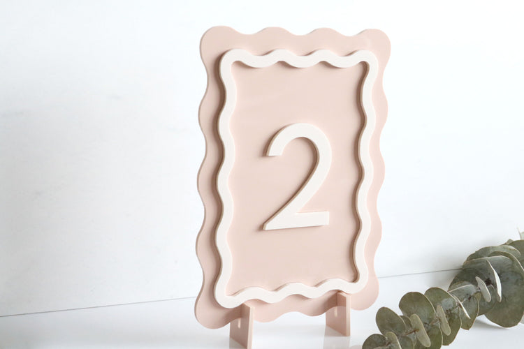 acrylic wavy table number signs | acrylic wedding sign | wedding decor | wavy table number | wedding table number | acrylic table number