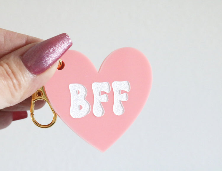 best friend keychain | bff | bestie | conversation heart | back to school | gift | backpack | key chain | retro | bag tag | valentines day